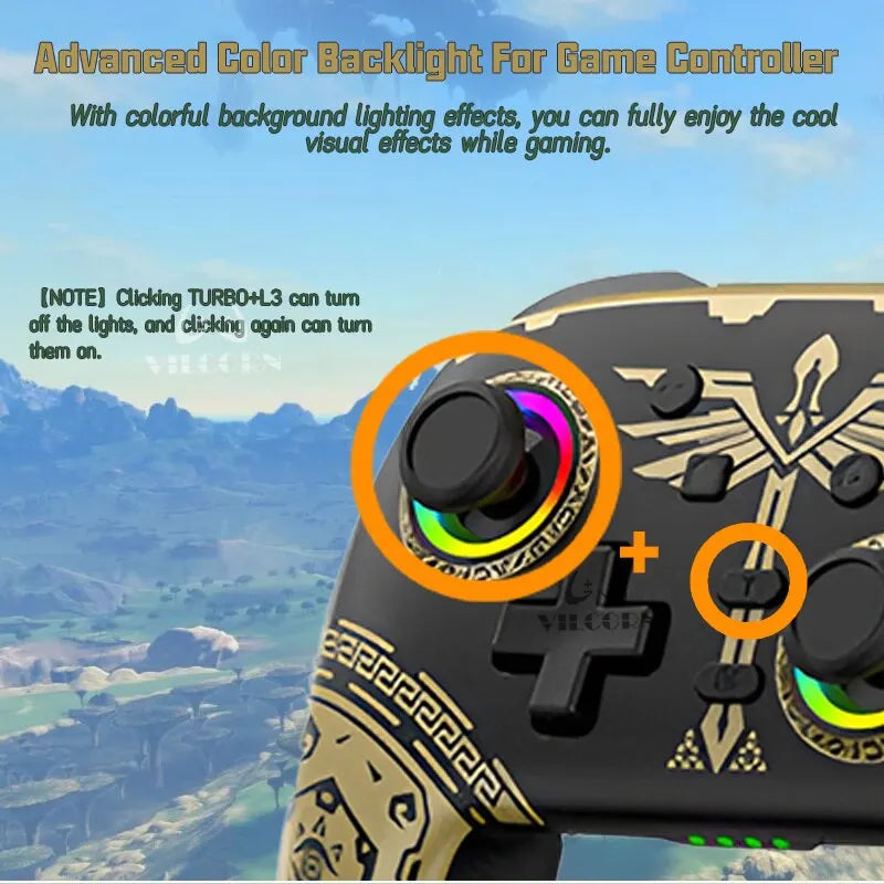 Comando Wireless Vilcorn Kingdom Edition RGB Nintendo Switch OLED/Lite/Playstation/PC/Steam 6 Axis